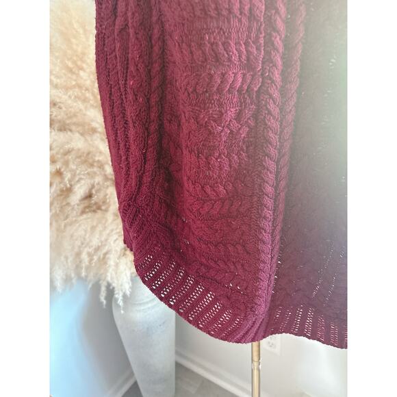 Anthro Angel of the North Poncho Sweater Size XS Burgundy Dolman Sleeve - Picture 5 of 10
